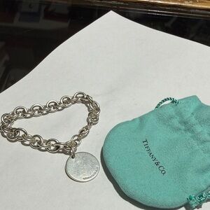"Please Return to Tiffany & Co New York 925" Round Tag Charm Sterling Bracelet